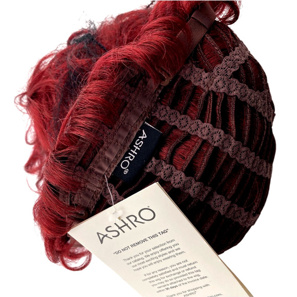 Dark Burgundy Wine Pixie Wig ASHRO Short Curly Synthetic Hair Women Teens NWT - Picture 6 of 10